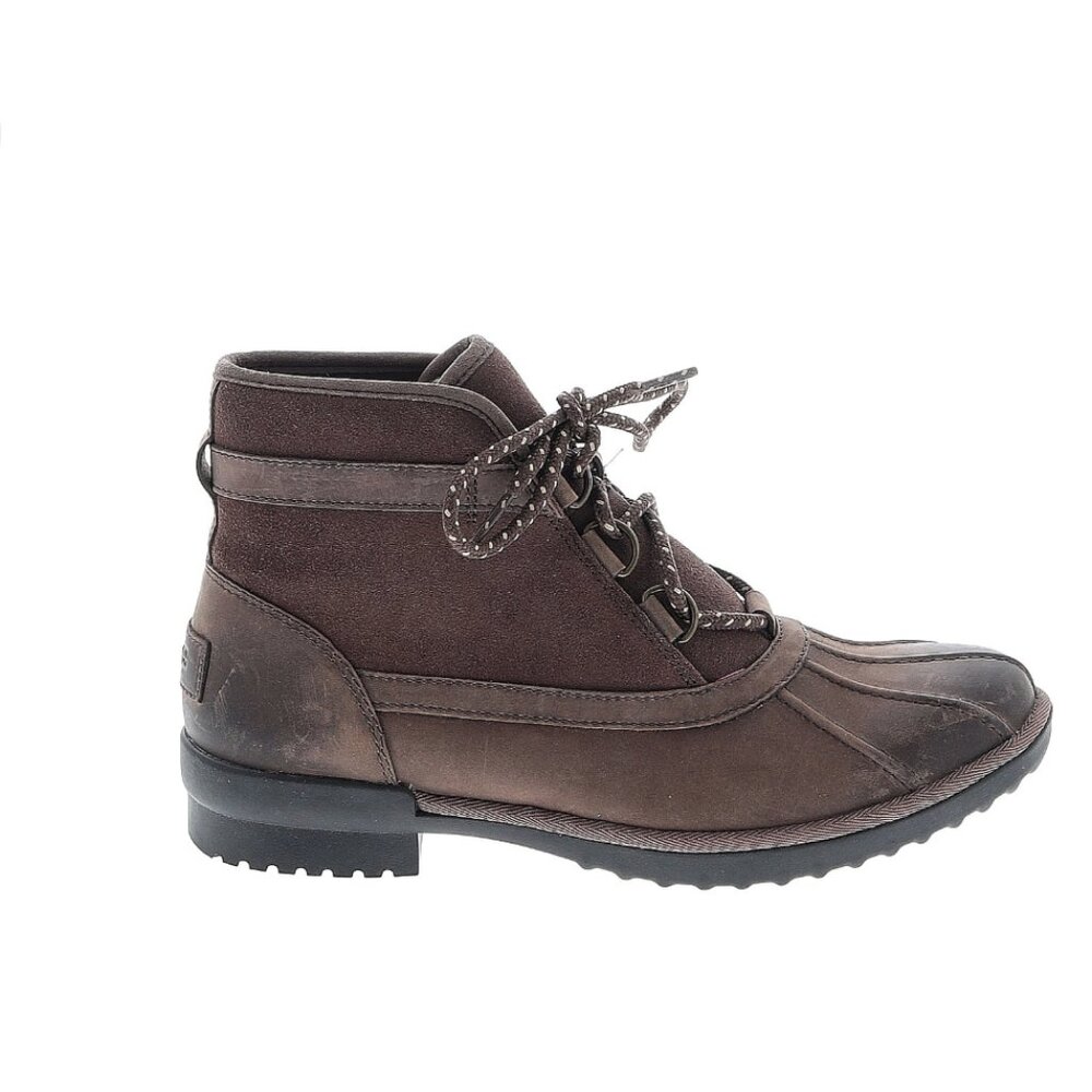 UGG Greda Waterproof Duck Boot Brown Leather Sz 10